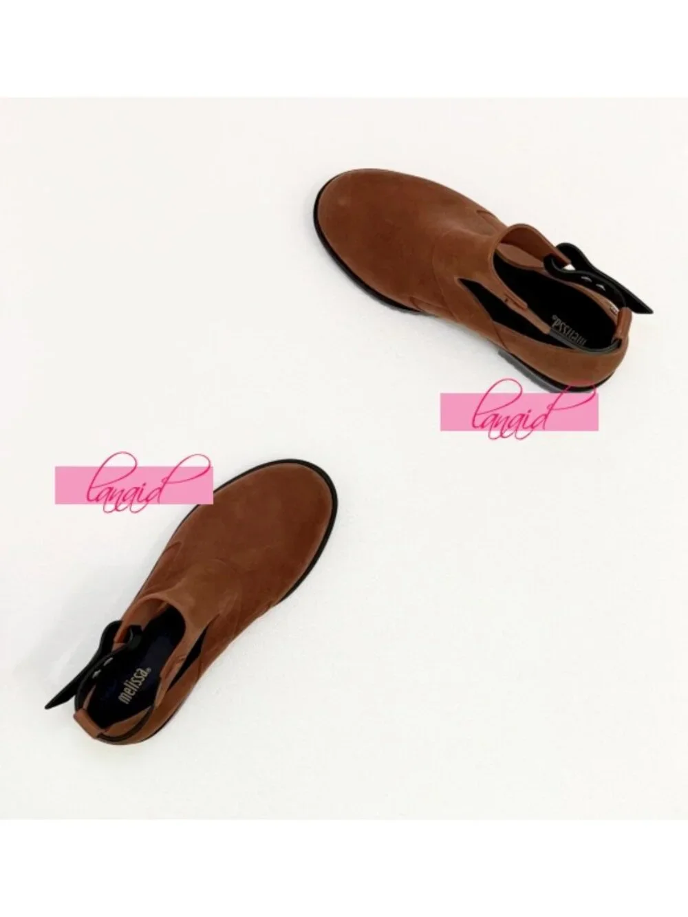 Melissa Antares II Boots Brown Low Cut-Out Suede Buckles Ankle Flat Booties 7